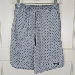 Patagonia Boys Board Shorts Size XL Gray Print Swim Trunks Mesh Liner Surf Beach - Picture 1 of 3