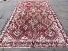 Vintage Worn Hand Made Traditional Oriental Wool Red Grey Large Carpet 290x194cm