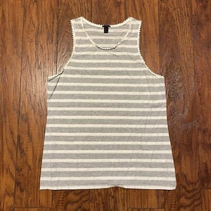 J Crew Damen Tank Top Größe S Grau Weiß Gestreift Business Freizeit Frühling Sommer - Bild 1 von 14