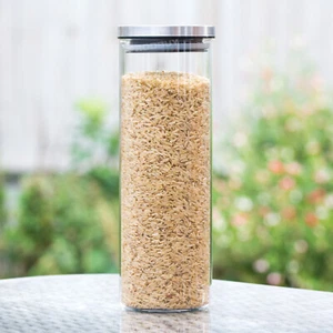 1.5 Litre Tall Glass Storage Canister Pasta Jar Container Rice Biscuit Pasta  - Picture 1 of 5