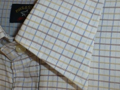 Como Nueva $425 16x35 Paul Tiburón Azul Ventana Hombres M Camisa de Vestir ITALIA 41 Nordstrom Foto 1 de 4