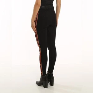 Etro Italian Designer Black Jersey Legging  Red Embroidered Side Detail 42/XL - Picture 1 of 13