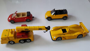 Lot of of 4 SIKU cars - VW Beetle, Mini Cooper, Crane, SIKURACER, Die-cast cars