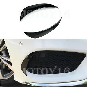 Ventilación del parachoques delantero negro brillante Canards para Mercedes C W205 AMG Parachoques 2015-18 - Imagen 1 de 1