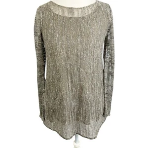 Lafayette 148 Bronze Metallic Knit Tunic Top Layered Relaxed Fit Party Size S - Picture 1 of 8