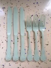 plastic vintage Classic Style cutlery Picnic knife Fork Set Turquoise Mint Reuse