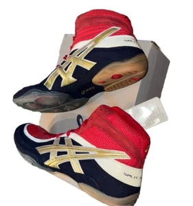 ASICS JY802 SPLIT SECOND VII MEN WRESTLING/ BOXING SHOESNAVY/ GOLD/ RED Size 13 - Picture 1 of 17