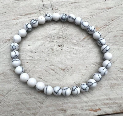 Perlen Armband elastisch Türkis synthetisch weiss Perlenarmband D6cm NEU - Bild 1 von 3