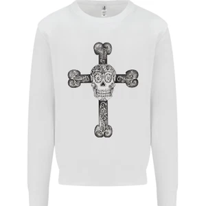 Day of the Dead Sugar Skull Cross Kids Sweatshirt Jumper - Picture 1 of 87