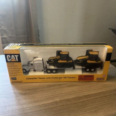 Diecast Norscot Cat Hauler with Two Challenger 75E Tractors 1:64 55082 Sealed - Image 1 of 4