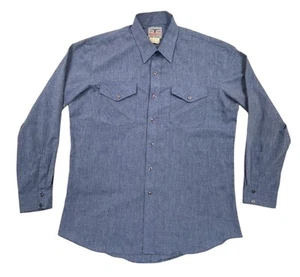 RM R.M. WILLIAMS LONG HORN Shirt Vintage Button-Up Textured Denim Look Size XOS - Picture 1 of 12