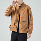 Men's Jacket Casual Loose New Big Pocket Youth Tooling Trend Solid Color Coat