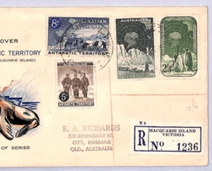AUSTRALIAN ANTARCTIC TERRITORY FDC 1960 *Macquarie Island* Registered YN154 - Picture 1 of 10