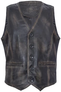 Mens Soft Black Leather Waistcoat Classic Casual Formal Traditional Gilet Vest  - Picture 1 of 5