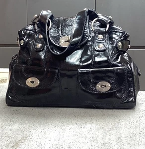 Vintage Genuine Black Patent Leather Double Handled Bag, Russell & Bromley - Picture 1 of 15
