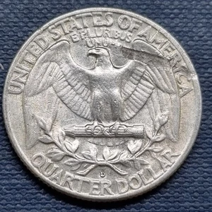 1963 D Washington Quarter 25c - ERROR - Lamination Error - AU #94575 - Picture 1 of 2