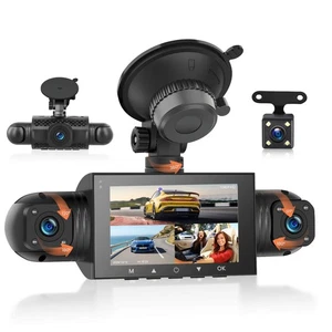 360 Degree View 4 Channel Dash Cam Front and Rear Inside Left Right, Dash Cam... - Foto 1 di 8