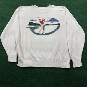 Suéter Tejido Golf De Colección Para Hombres L Blanco 90S 3D Stoney Creek Sudadera HECHO EN EE. UU. - Imagen 1 de 8