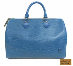 Auténtico Bolso de Mano Louis Vuitton Epi Speedy 30 M43005 Azul Toledo Usado - Imagen 1 de 12