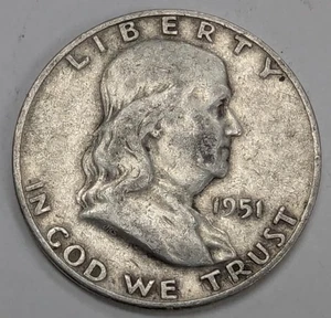 Moneda de medio dólar de plata Franklin 1951 de Estados Unidos - Imagen 1 de 4