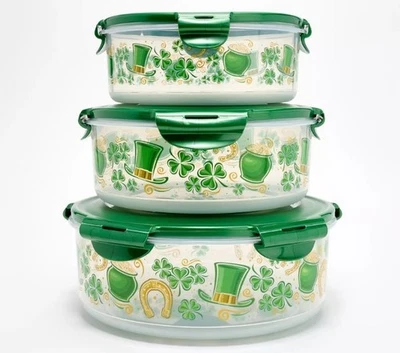 Botes LocknLock de 3 piezas con estampado de trébol anidable K98264 verde trébol Foto 1 de 4