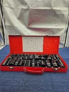(35 PIECE) Impact Socket 1/2 Inch Drive Metric 10-32mm Deep Air *BROKEN CLIP - Picture 1 of 7