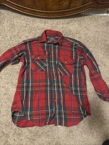 Vintage Woolrich L Red Plaid Button Shirt Size Men's Large Rustic - Picture 1 of 5