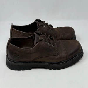 Skechers Chunky Lug Sole Shoes Mens 9.5 Brown Leather Lace Up Oxford Vintage - Picture 1 of 17