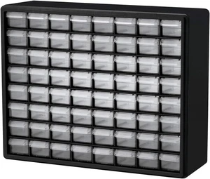 Akro-Mils 64-Drawer Plastic Drawer Storage Cabinet for 64 Drawer, Black  - Picture 1 of 15