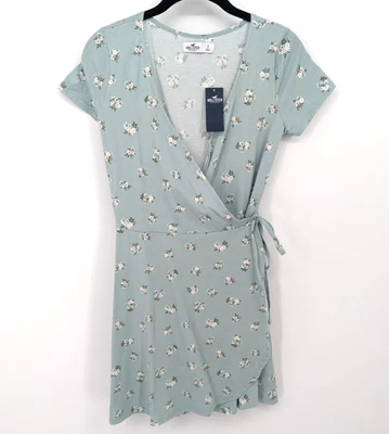 Vestido Hollister Mujer Pequeño Verde Floral Verdadero Envoltura Y2K Años 90 Mini Informal Nuevo con Etiquetas Foto 1 de 4