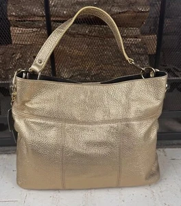 Tommy Hillfinger Genuine Leather Gold Handbag Over The Shoulder MSRP 138 - Picture 1 of 15