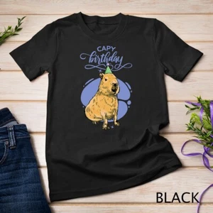 Capy Birthday Capybara Cute Funny T-Shirt Unisex T-shirt - Picture 1 of 15