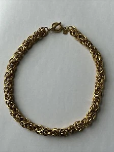 Vtg ANNE KLEIN Byzantine Chain 20” Necklace Gold Tone Toggle Clasp Lion Signed - Picture 1 of 11