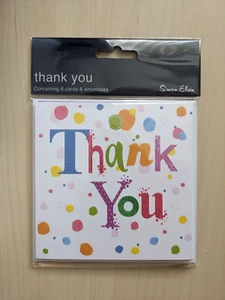 Thank You Cards - Pack of 6 Cards with Envelope - Multicoloured - Picture 1 of 4