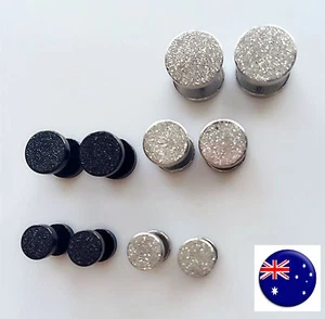 Fake Steel Expander Ear Taper Shine Plug Round Stretcher Studs Piercing Earring - Picture 1 of 14