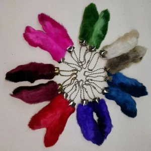 Large New Lucky Rabbits Foot Key Chain, Zipper Pull, Charm Choose Your Color  - Picture 1 of 11
