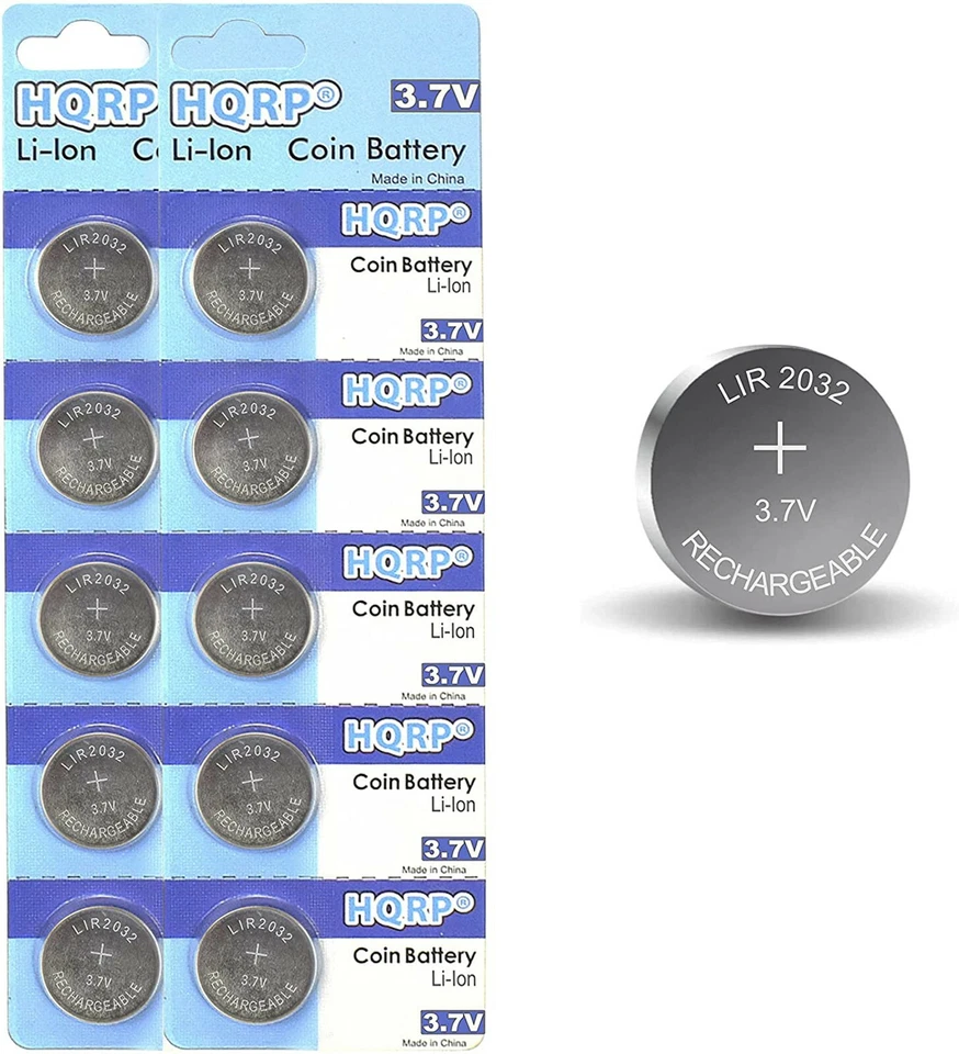 10件装HQRP LIR2032H 3.6伏锂离子可充电硬币电池LIR-2032 — 第 1/4 张图片