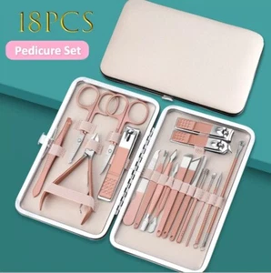 18 Piece Manicure Pedicure Cuticle Set Nail Care Cutter Clippers Tool Gift Kit - Picture 1 of 16