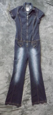 Y2K Revolt Denim Blue Romper Jumpsuit Womens Size Large - Image 1 of 4
