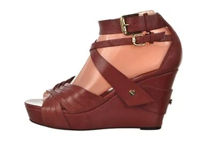 Zapatos de mujer Pour La Victoire talla 6 rojos tacones de gladiador sandalias de cuero con cuña - Imagen 1 de 6