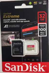 32GB Sandisk Extreme Micro SD UHS-1 Class 10 100MB/s 4K For Phone/Camera New - Picture 1 of 2