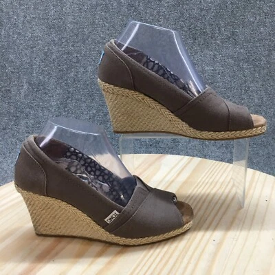 TOMS Tacones Mujer 8 Calipso Informal Sin Cordones Cuña Alpargata Punta abierta Bombas Gris Foto 1 de 4