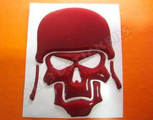 3D Sticker Decal Resin Domed Skull Army Adhesive Decal  Maroon - Picture 1 of 1