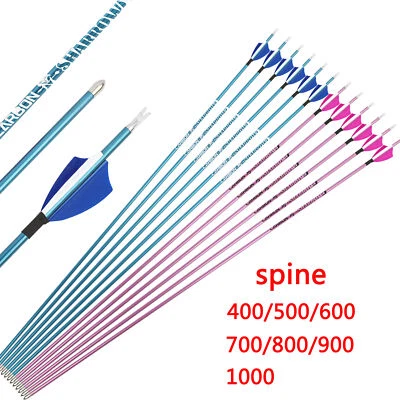 6/12 Pure Carbon Arrows 31" Archery Compound Recurve Bow Feather Hunting Target - Image 1 of 4