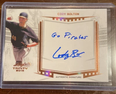 2019 Leaf Trinity CODY BOLTON “INSCRIPTIONS” RC ON-CARD AUTO PIRATES - Image 1 of 2