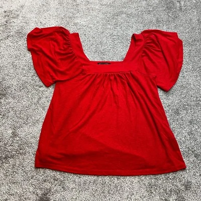 Camisa Banana Republic para mujer pequeña roja verdadera cuello cuadrado lino manga corta OLX Foto 1 de 4