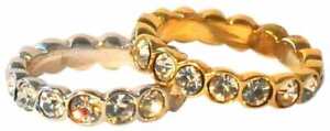 JOSEPH ESPOSITO, STACKABLE ALL AROUND ROUND BEZEL CZ RING, GOLD OR SILVER