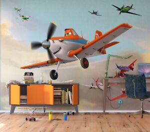 Disney Planes Boys bedroom Wallpaper Children's photo wall mural Orange Rusty