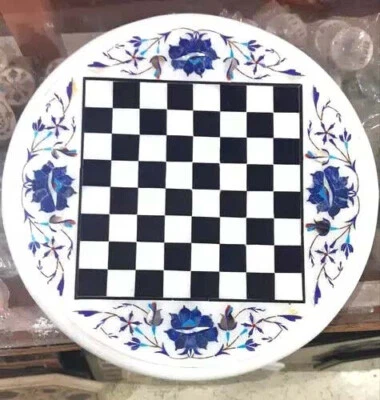 15" Decorative Chess Gaming Room Table Handmade Lapis Lazuli Stone Art Furniture - Image 1 of 4