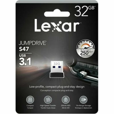 Lexar® 32GB JumpDrive® S47 USB 3.1 Speed up to 250MB/s Read Flash Drive Mini -UK - Image 1 of 4
